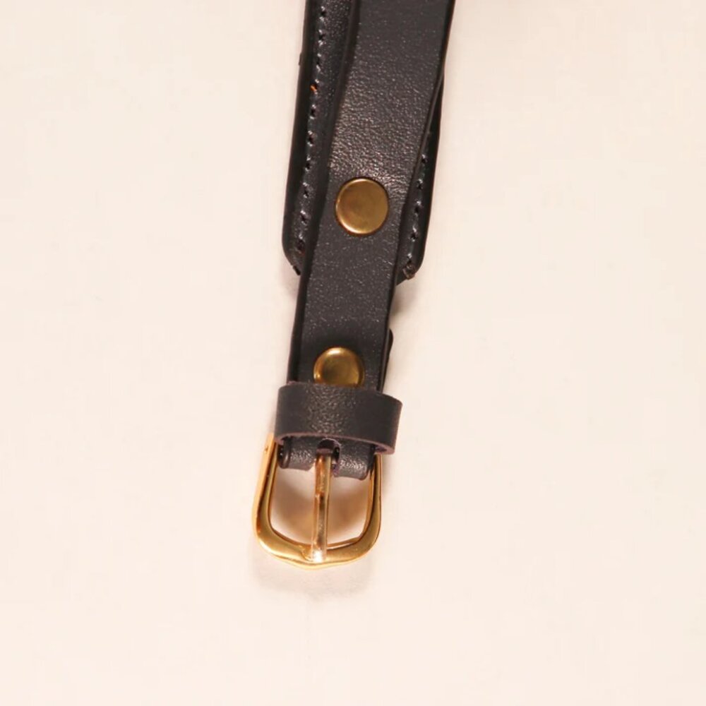 18K Gold Key Bracelet with Leather Wristband - Picture 3 of 7